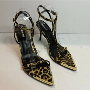 ABound Lola Leopard Print Spiked Heels Gold Hardware Women’s Size 11 Statement